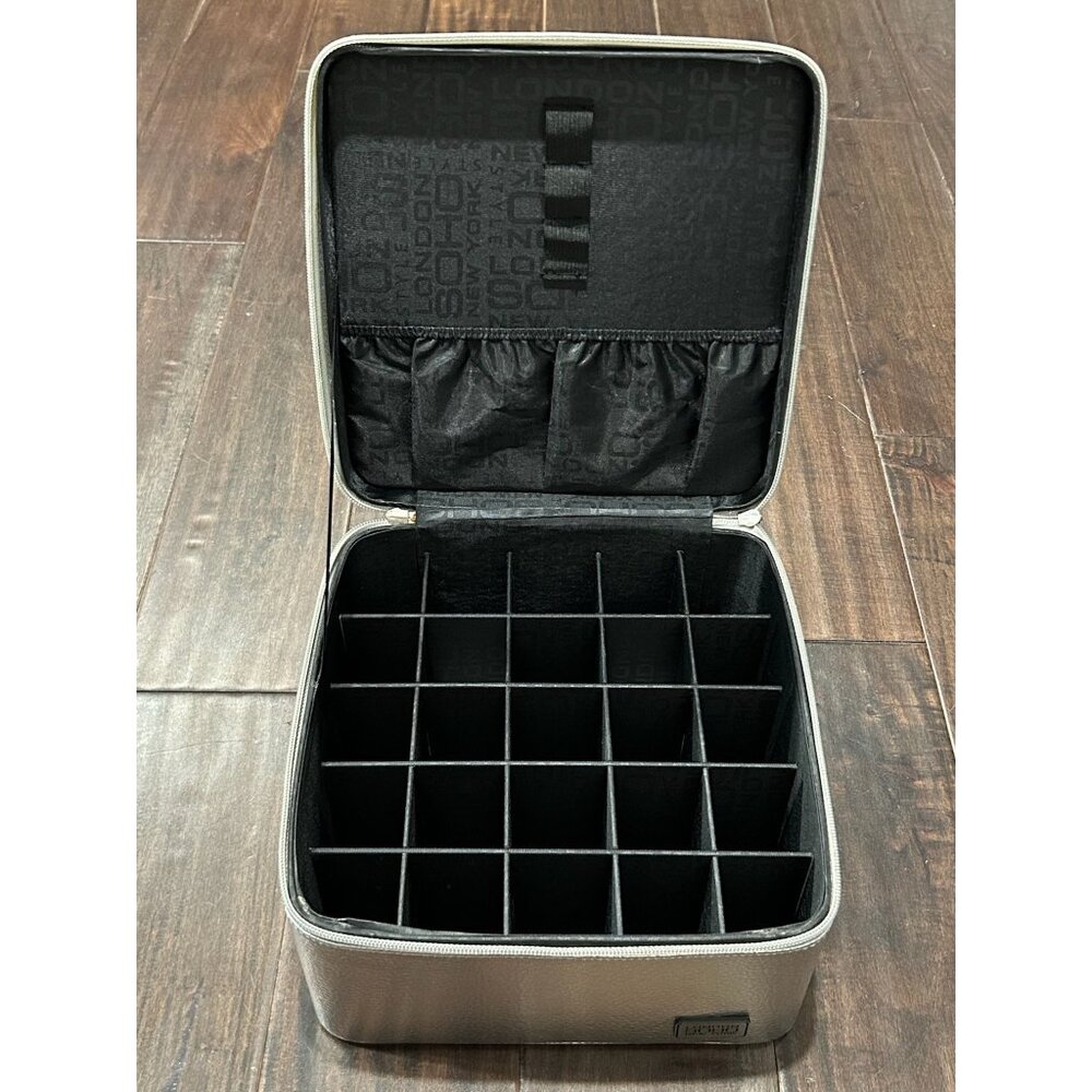 London Soho New York Silver Nail Care Paintbox Organizer Case Holds 25 Bottles - Picture 5 of 11
